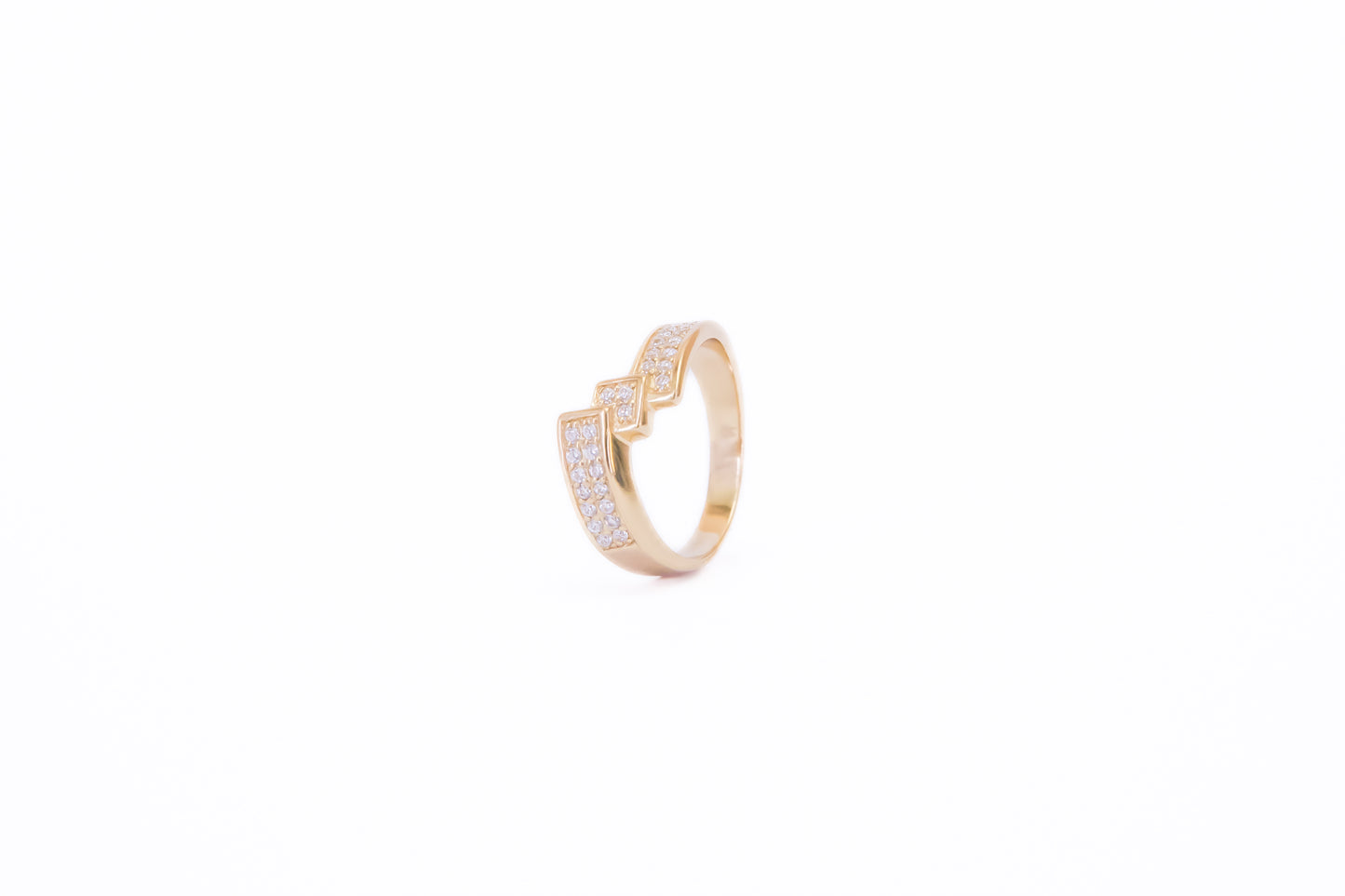 Ladies brass ring with cubic zirconia stones