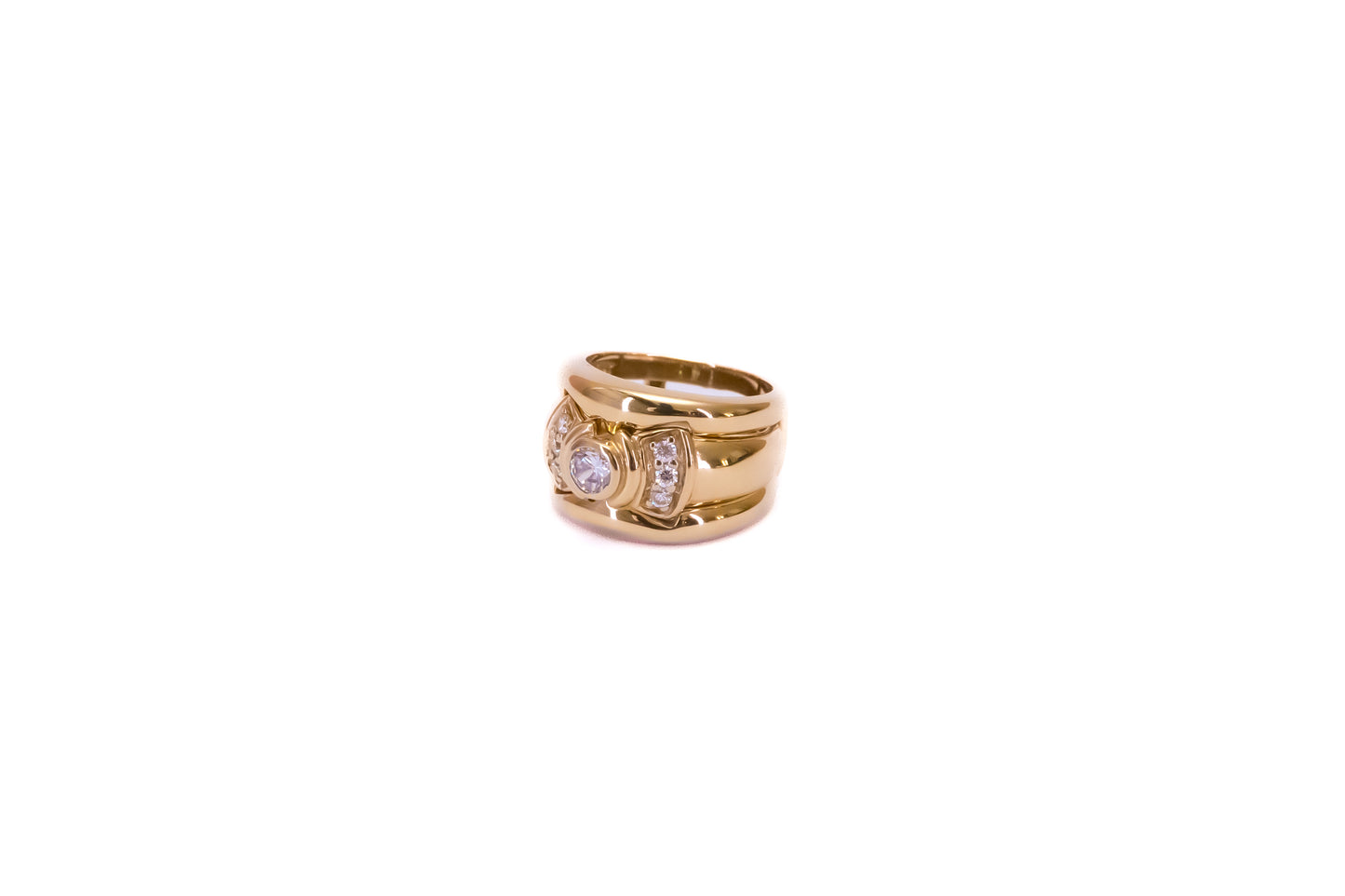 Ladies brass ring with cubic zirconia stones
