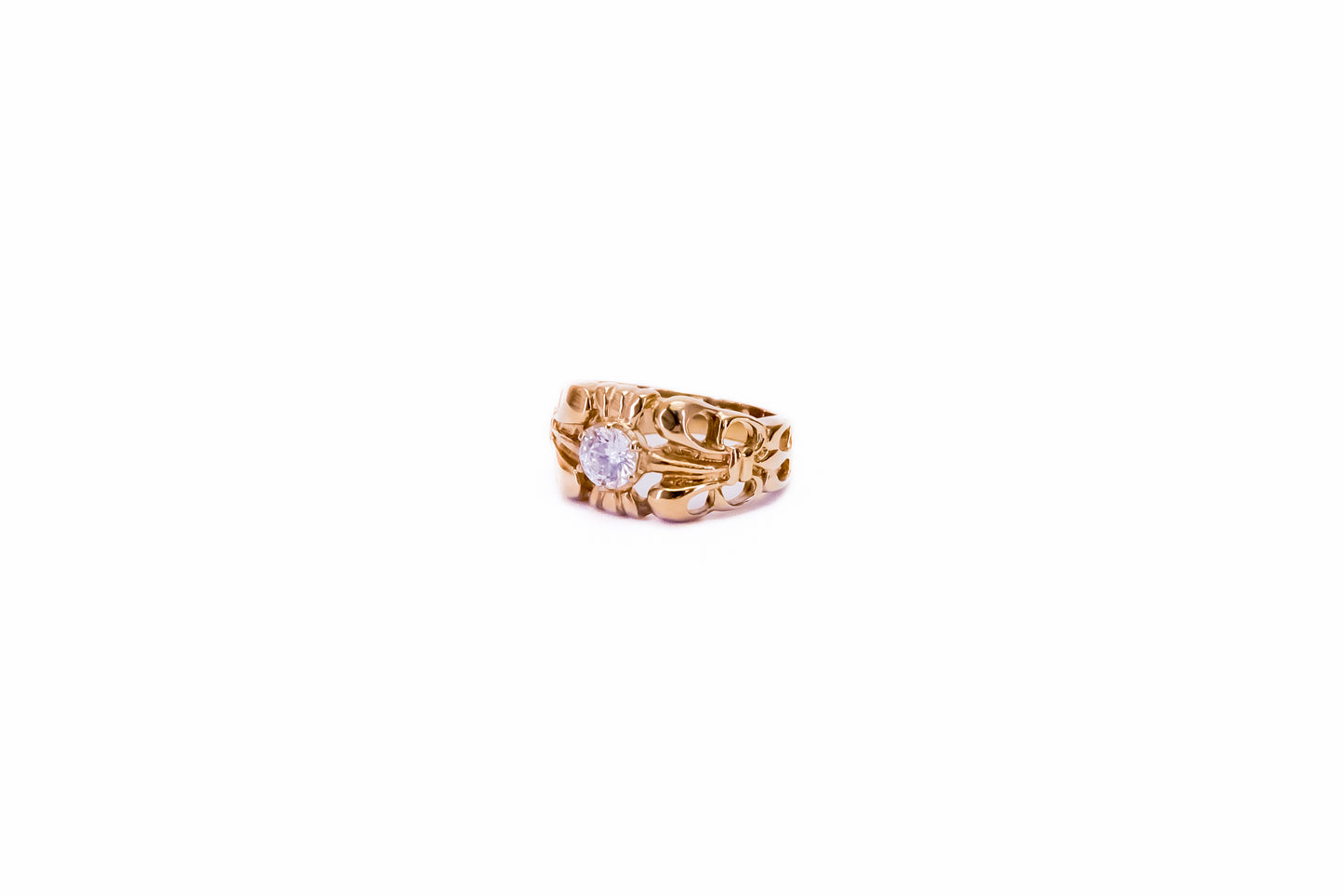 Brass ring with cubic zirconia stone