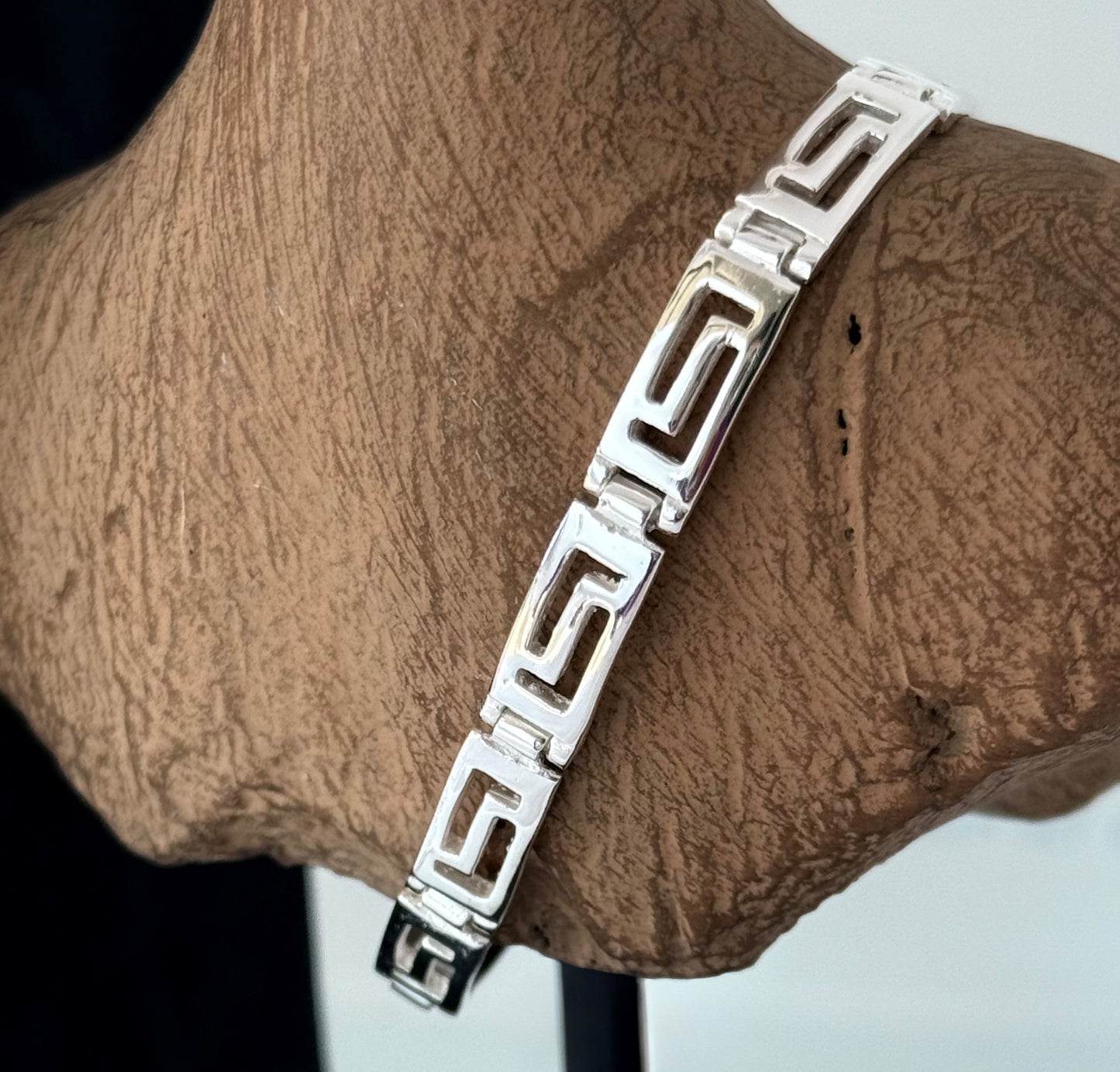 Rectangle link, solid silver 925 bracelet