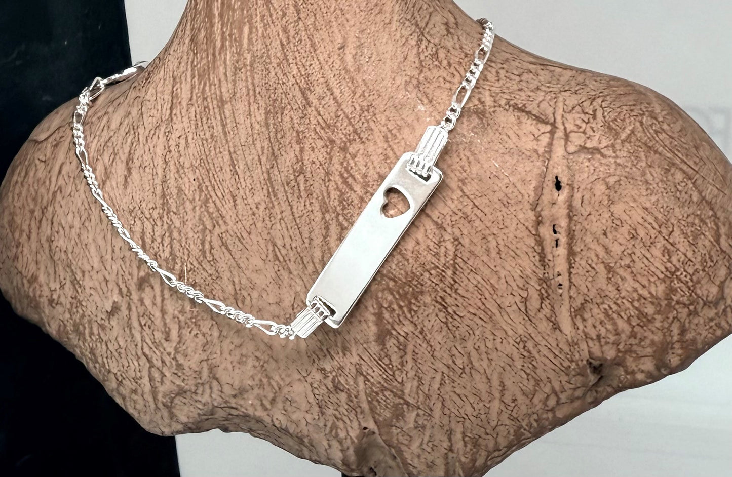 Dainty ID bracelet with heart cut out