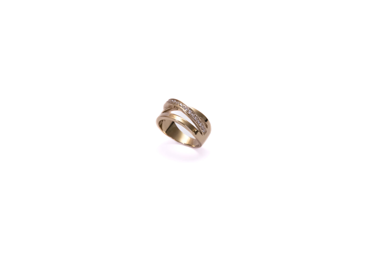 Ladies brass ring with cubic zirconia stones