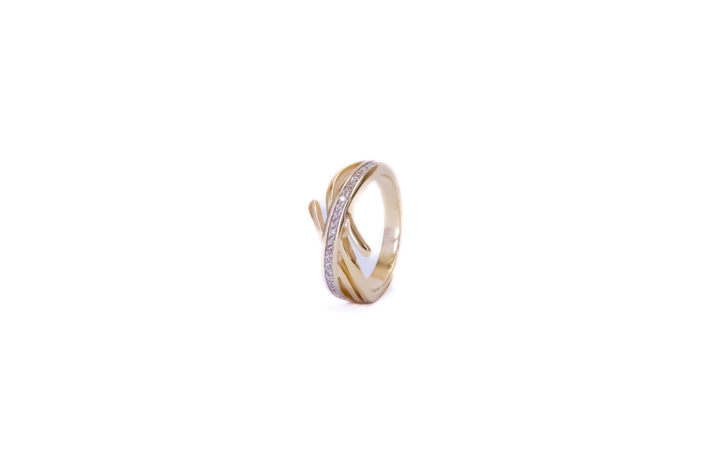 Ladies brass ring with cubic zirconia stones