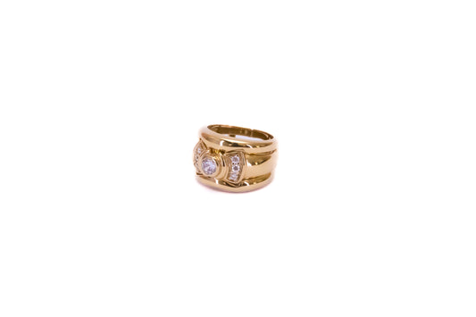 Ladies brass ring with cubic zirconia stones