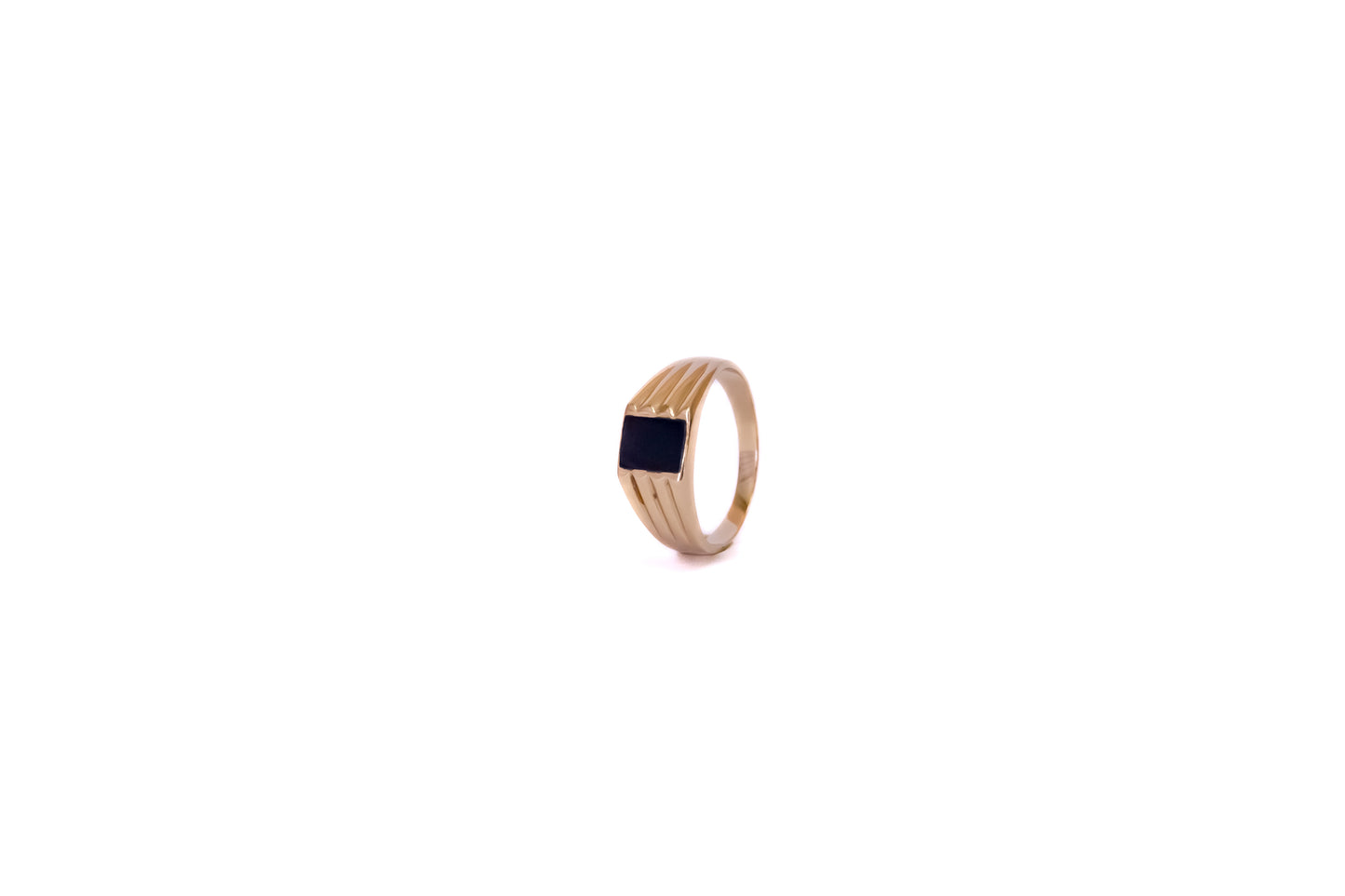 Black stone square brass ring