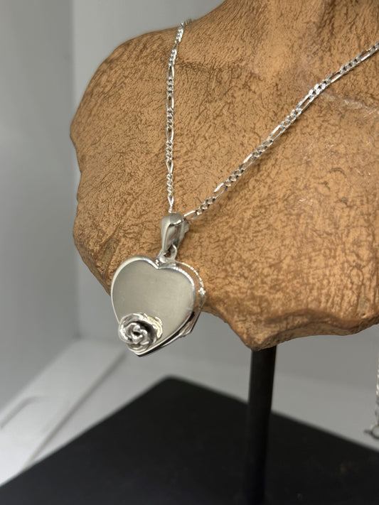 Sterling silver 925 heart locket with rose