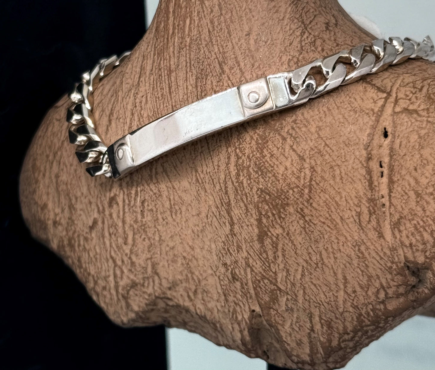 Solid 925 ID bracelet, with belt plate