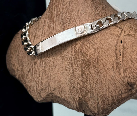 Solid 925 ID bracelet, with belt plate