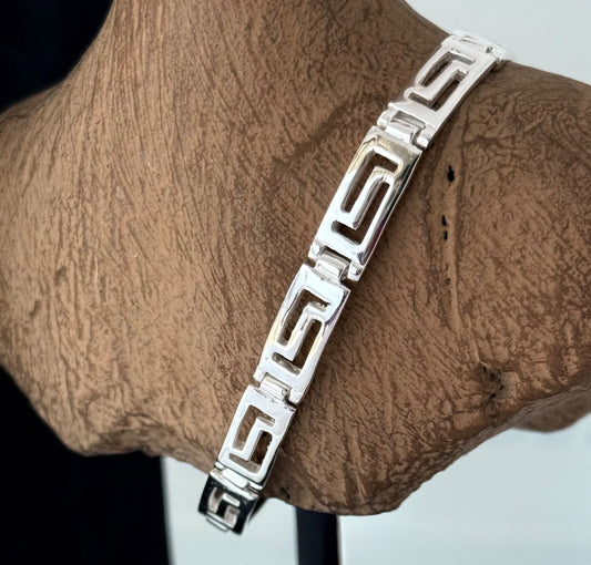 Rectangle link, solid silver 925 bracelet