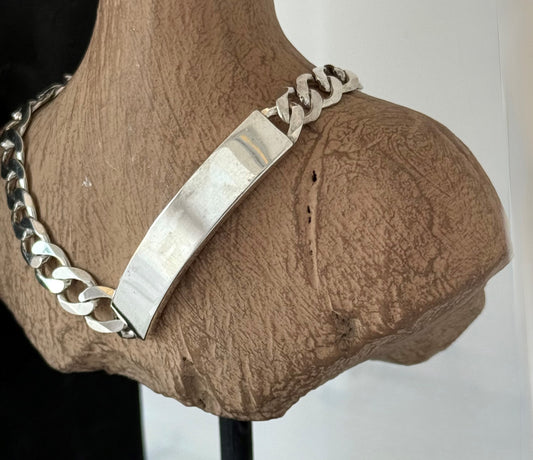 Thick silver ID bracelet, engravable