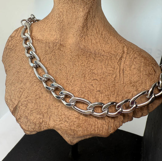 Stainless silver chain. 1 and 3 links. Large