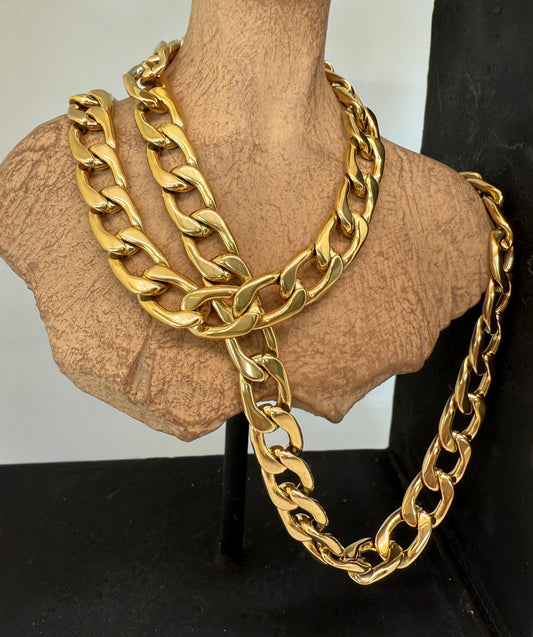 Stainless steel single link. Gold, XLarge