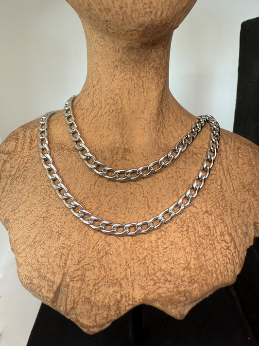 Stainless silver chain. 1 and 1 links. Small